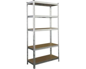 Raft metalic 180 x 90 x 40 cm, argintiu, 5 polite MDF, 175 kg/polita