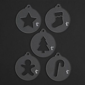 Sablon acrilic ornamente de sarbatori, set 5 bucati (Holiday Ornament Set) - Tandy Leather 3650-00