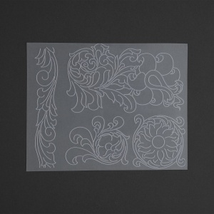 Sablon reutilizabil Craftaid, model floral vintage (Vintage Floral) pentru modelaj piele - Tandy Leather 76658-00 - Img 2