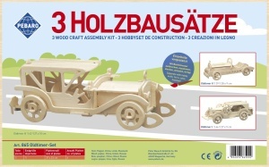 Set 3 masini de epoca din lemn, Pebaro