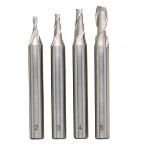 Set 4 freze deget HSS-Co5 Proxxon 24610, 2 - 3 - 4 - 5 mm, ax 6 mm, spirala dubla DIN 327