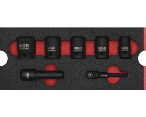 Set capete chei tubulare 1/2", 7 piese, 13-24 mm, insertie pentru sertar