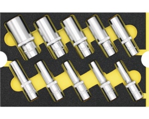 Set capete chei tubulare hexagonale lungi, 10 piese, insertie pentru sertar