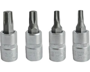 Set capete cheie torx WGB T20+T25+T30+T40 1/4", 4 piese, crom-vanadiu