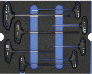 Set chei hexagonale tip T cu maner transversal, 8 piese, insertie pentru sertar