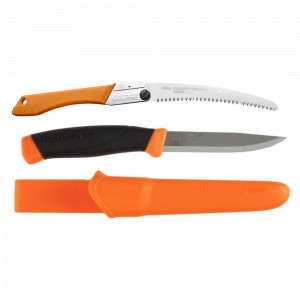 Set Cutit Heavy Duty ORANGE Si Fierastrau pliabil bushcraft, camping Silky Gomboy curbat 240mm cu 8dinti, 30mm