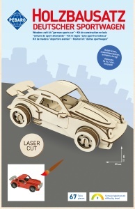 Set de constructie din lemn „Masina sport germana”, debitat cu laser Pebaro - Img 2