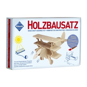 Set de constructie din lemn "Avion cu trei aripi", alimentat cu energie solara Pebaro - Img 2