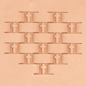 Stanta de embosare din alama, model impletitura cos incrucisata (Cross Basket Weave) - Tandy Leather 8900-46 - Img 2