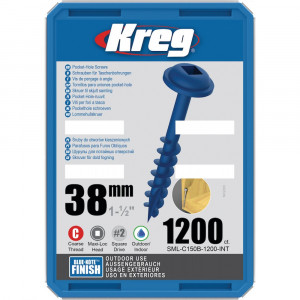 Șuruburi Kreg Pocket-Hole Blue-Kote 38 mm, filet grosier, Maxi-Loc, exterior - Img 2
