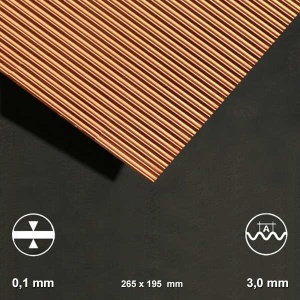 Tabla ondulata cupru Schulcz, unda 3.0 mm, 195x265mm | Modelism, Machete