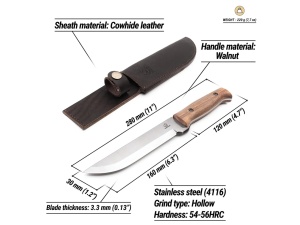 TLK1 - Cuțit tactic cu teacă din piele, BeaverCraft - Img 2