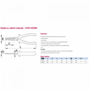 476/1VDEBI Cleste/Patent izolat cu varfuri rotunde, Unior - Img 2
