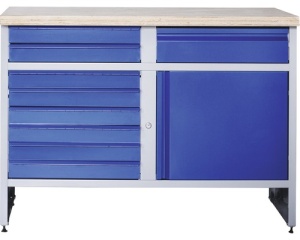 Banc de lucru industrial1180 mm cu 1 usa si 9 sertare