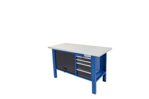 Banc de lucru metalic Werkmeister 1500-24, 1500 mm, dulap cu usa si 4 sertare