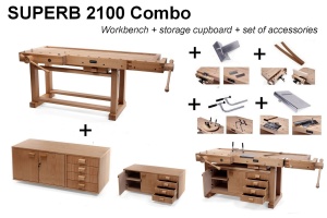 Banc de tamplarie RAMIA Superb 2100 COMBO din fag, profesional. - Img 2