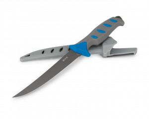 Cutit de filetat Buck 145 Hookset Salt Water 0145BLS-B, lama flexibila 15.2 cm, maner gri-albastru, teaca inclusa - Img 2