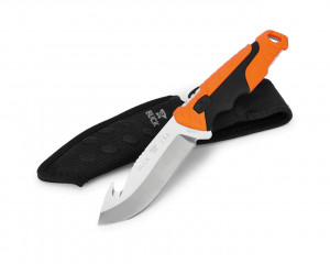 Cutit de vanatoare Buck 657 Pursuit Large Guthook 0657ORG-B, lama 11.4 cm, otel 420HC, maner cauciuc portocaliu, teaca inclusa - Img 2