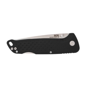 Cutit pliabil SOG Adventurer LB Black Satin 13-11-08-43, lama Drop Point 5Cr15MoV Satin, Lockback, maner GRN Black, EDC Outdoor - Img 5