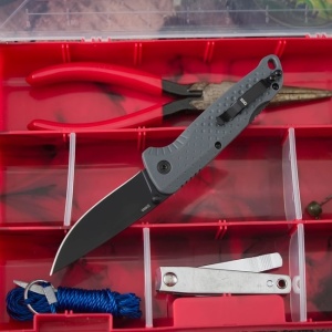 Cutit pliabil SOG Adventurer LB Gray Black 13-11-06-43, lama Drop Point 5Cr15MoV Satin, Lockback, maner GRN Gray & Black, EDC Outdoor - Img 5