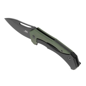 Cutit pliabil SOG Bulwark FLK OD Green, lama D2 Clip Point, Frame Lock, maner G10 verde OD