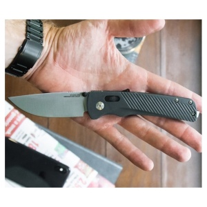 Cutit pliabil SOG Flash AT Satin Urban Gray 11-18-11-41, lama Drop Point CRYO D2, deschidere asistata, AT-XR Lock, maner GRN Urban Gray, EDC Premium - Img 12