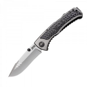 Cutit pliabil SOG Sideswipe SW1011-CP, lama asistata 7Cr15, Lockback, maner aluminiu cu insertii GRN - Img 3