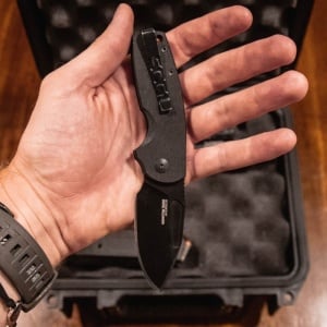 Cutit pliabil SOG Stout SJ Clip Point Blackout 16-03-02-57, lama Clip Point D2 Black TiNi, Slip Joint, Nail Nick, maner G10 Black, EDC - Img 9