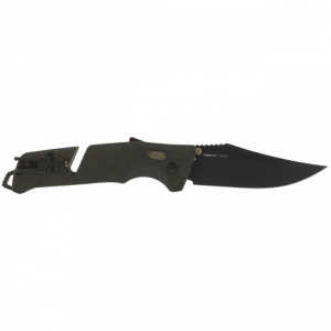 Cutit pliabil SOG Trident AT Olive Drab 11-12-03-41, lama Drop Point CRYO D2 Black TiNi, deschidere asistata S.A.T., AT-XR Lock, taietor de centura, spargator de geam, maner GRN Olive Drab