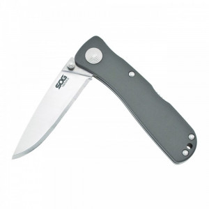 Cutit pliabil SOG Twitch II Satin Aluminum TWI8-CP, lama Drop Point AUS-8 Satin, deschidere asistata S.A.T., Lockback, maner din aluminiu anodizat, EDC Premium - Img 5
