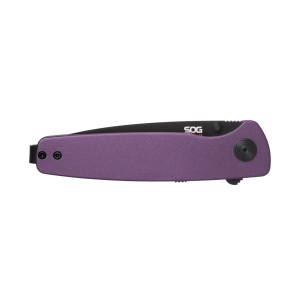 Cutit pliabil SOG Twitch III Purple 11-15-06-43, lama Drop Point D2, deschidere asistata S.A.T., maner aluminiu mov, EDC Premium - Img 6