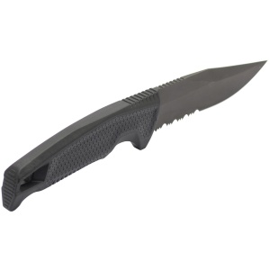 Cutit tactic SOG Recondo FX Black Serrated, otel CRYO 440C, lama partial zimtata 117 mm