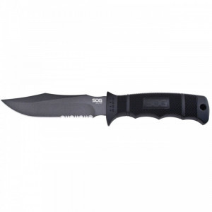 Cutit tactic SOG SEAL Pup Black, otel AUS-8, lama partial zimtata 120 mm - Img 2