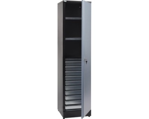 Dulap metalic 1 ușă 455x450x1800 mm, cu 3 polițe și 10 sertare
