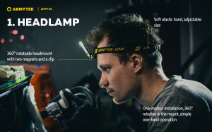 F06101Y Lanterna multifunctionala Zippy Extended Set- galben chihlimbar, Armytek - Img 6