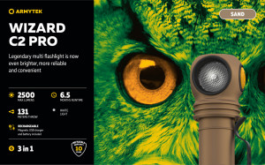 F08701CS Lanterna Wizard C2 Pro Magnet USB Sand - lumina alba, Armytek - Img 5