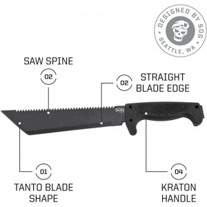 Maceta SOG SOGfari Tanto Machete 10", otel 3Cr13, lama Tanto 254 mm - Img 12