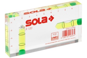 Nivela acrilica SOLA, 2 bule, dim. 100x50x15 mm SOLA R 100 GREEN SOLA