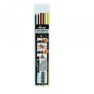 Pachet 6 mine mixt grafit/rosu/galben reumplere creion marcaje sudura Trades-Marker® Dry, Markal