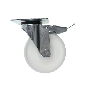 Roata pivotanta, din poliamida, cu frana, cu placa, 125 mm, 130 kg