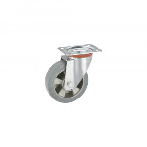 Roata pivotanta metalica & cauciuc plin Tarrox Ø160mm, placa fixare 140x110 mm, pentru sarcini grele