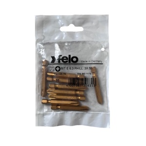 Set 10 biti Felo, seria TiN Plus profil Philips, E6.3, PH3, 50mm - Img 1