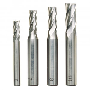 Set 4 freze deget HSS-Co5 Proxxon 24620, 6 - 7 - 8 - 10 mm, spirala cvadrupla DIN 844
