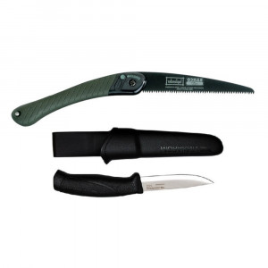 Set cuțit Companion negru si fierastrau Bahco pentru bushcraft, camping, vanatoare, Morakniv - Img 1