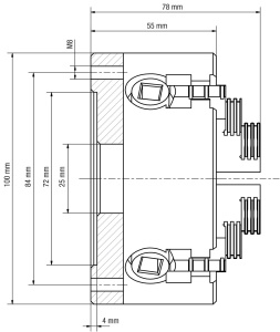 Universal 4 bacuri independente pentru strung 100 mm, WABECO - Img 2
