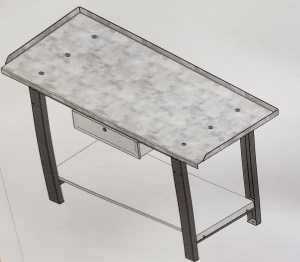 Banc de lucru metalic Farin 1500 mm, blat zincat, sertar si polita