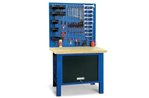 Banc de lucru metalic Werkmeister 1000-3, 1000 mm, dulap cu usa si panou perforat