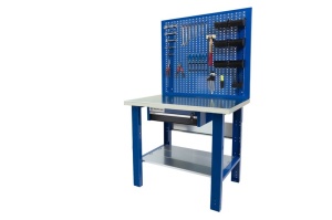 Banc de lucru metalic Werkmeister 1000-9, 1000 mm, sertar cu cheie si panou perforat