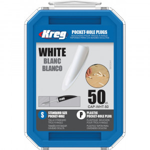Capace din plastic alb Kreg Pocket-Hole pentru PAL melaminat - CAP-WHT-50