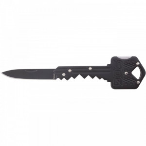 Cutit breloc SOG Key Knife Black KEY-101, lama 5Cr13MoV, Lockback, design cheie, EDC Keychain Knife - Img 1